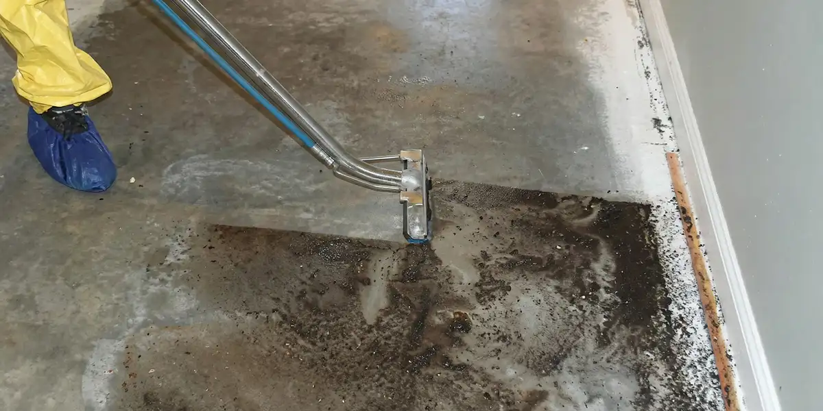 sewage removal technicians extracting contaminated wastewater from a residential floor in Charleston, SC